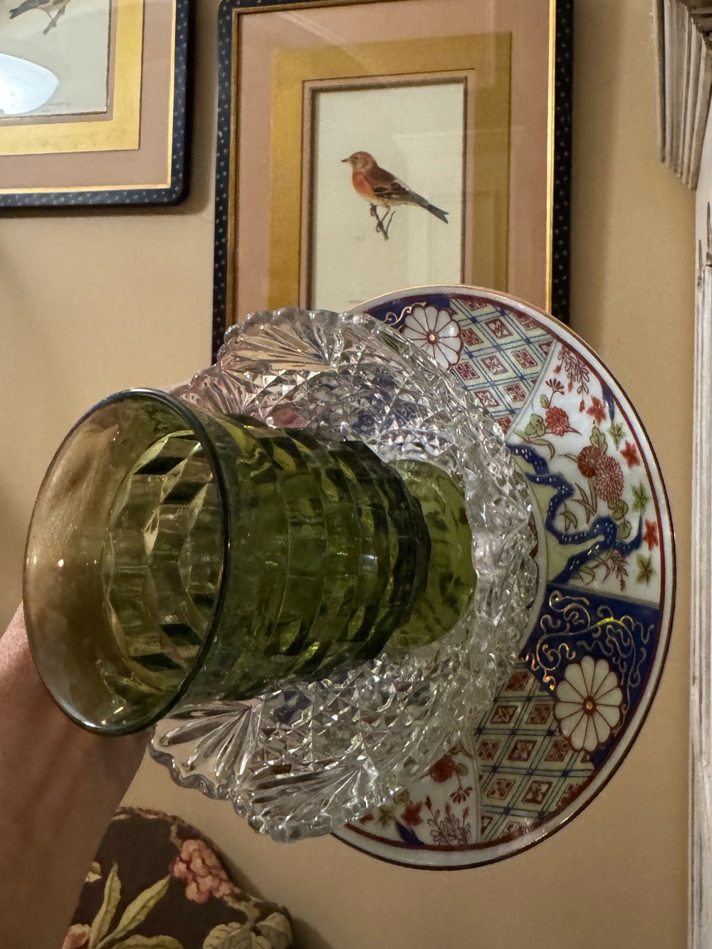 Vintage Floral Imari-Style Decorative hanging Plate made from old dishes.